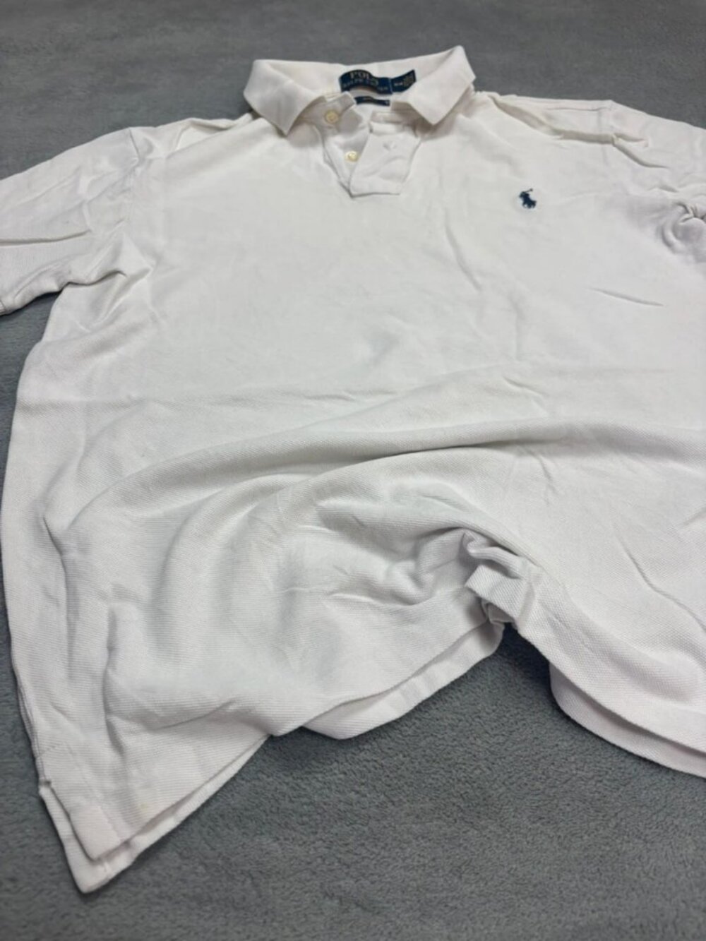 White Slim Fit Cotton Polo Shirt Men’s Size M